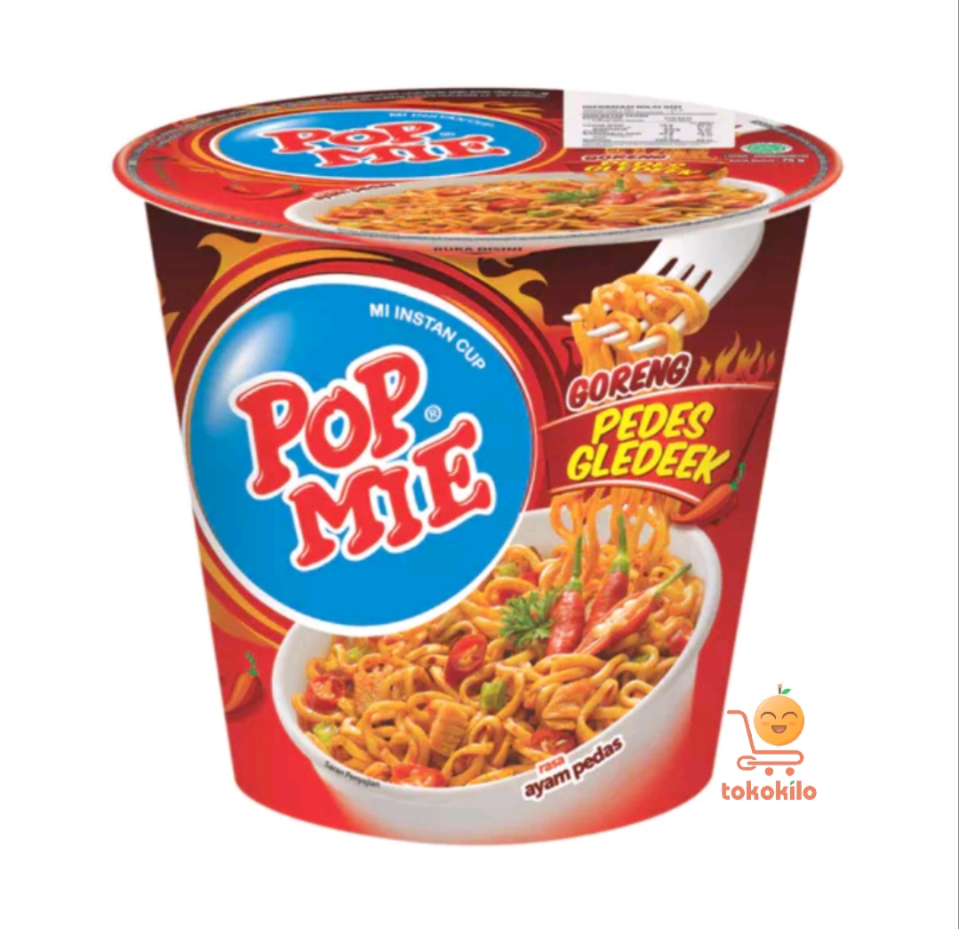 Pop Mie Goreng Pedes Gledeek Rasa Ayam Pedas 75 GR