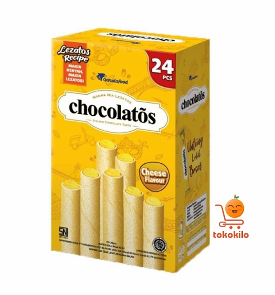 Chocolatos Wafer Roll Rasa Keju Cheese (1 Box X 24pcs) 14gr