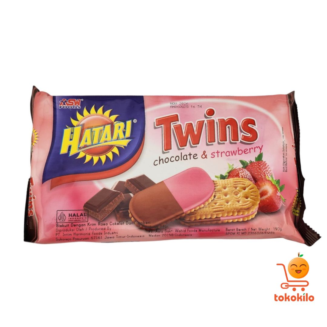 Hatari Twins Biskuit Rasa Cokelat & Stroberi 190gr