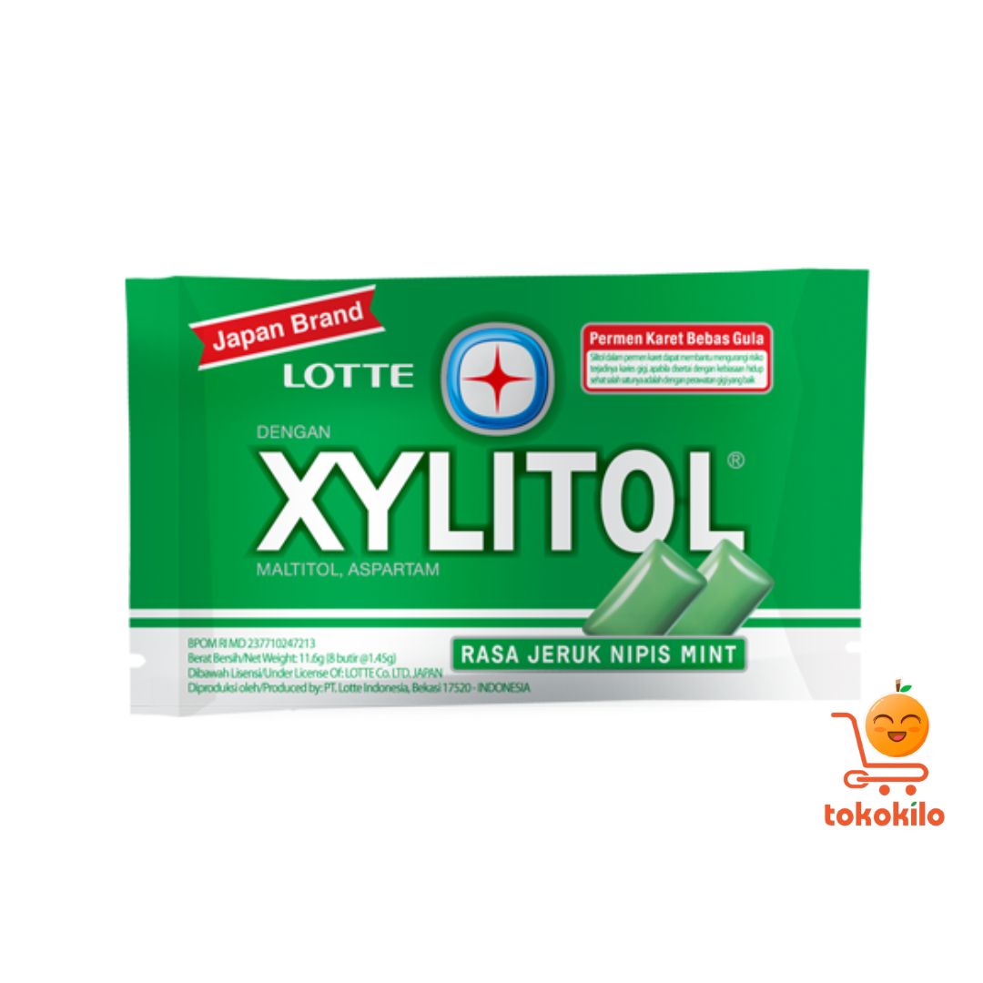 Permen Karet Lotte Xylitol Rasa Jeruk Nipis Mint 12