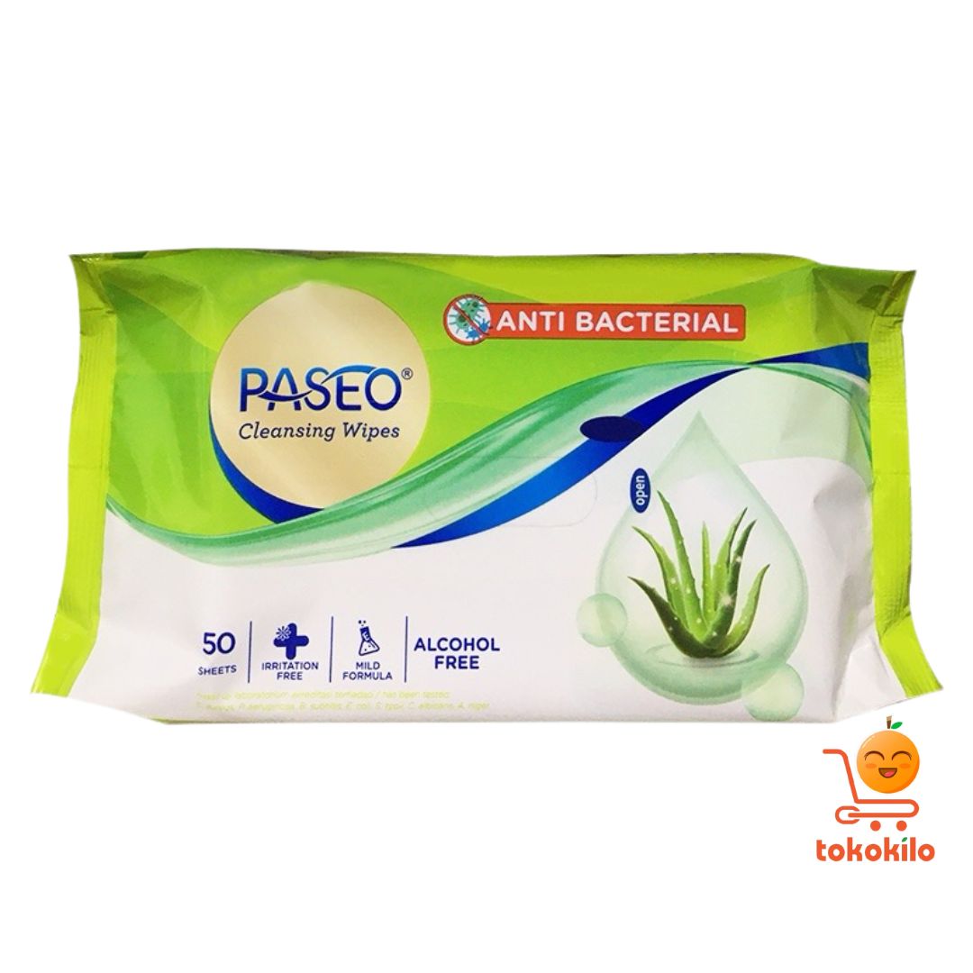 Tisu Basah Paseo Cleansing Wipes Anti Bakteri 50 Lmbr