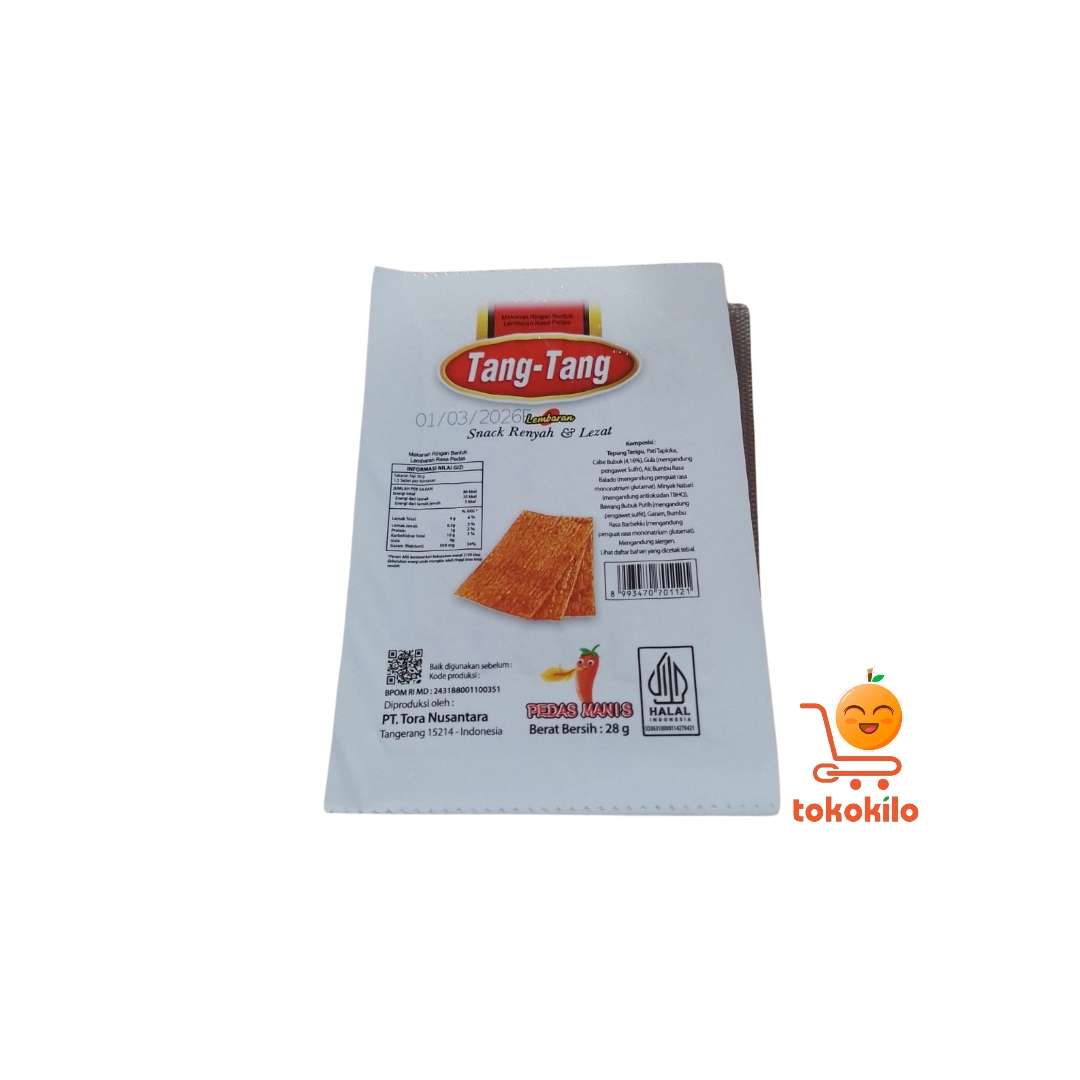 Tang Tang Snack Lembaran Rasa Pedas Manis 28gr (1 Pack 5 Pcs)