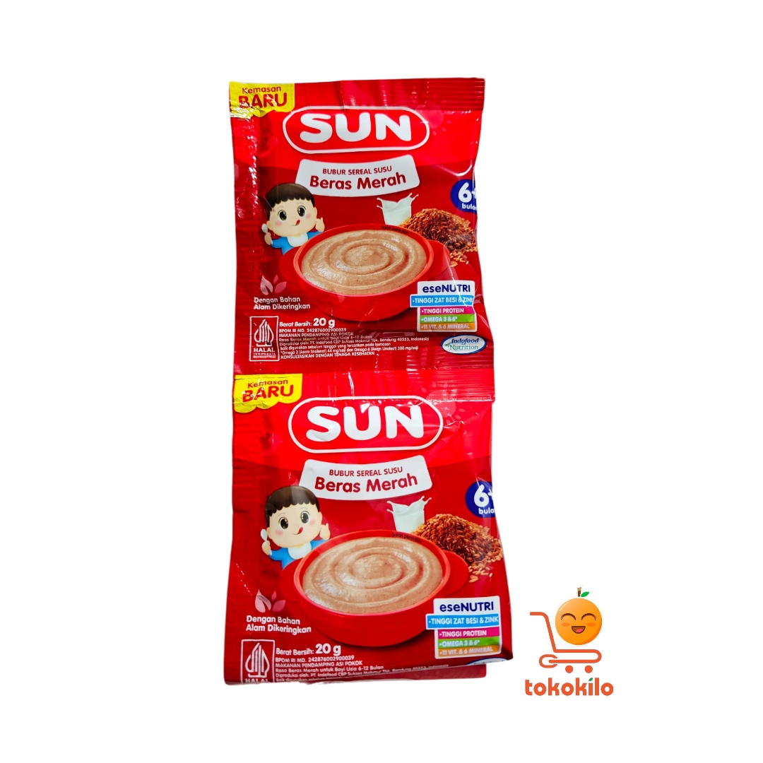 SUN Bubur Sereal Susu Beras Merah 6 Bulan+ 20gr (1 Pack 5 bks)