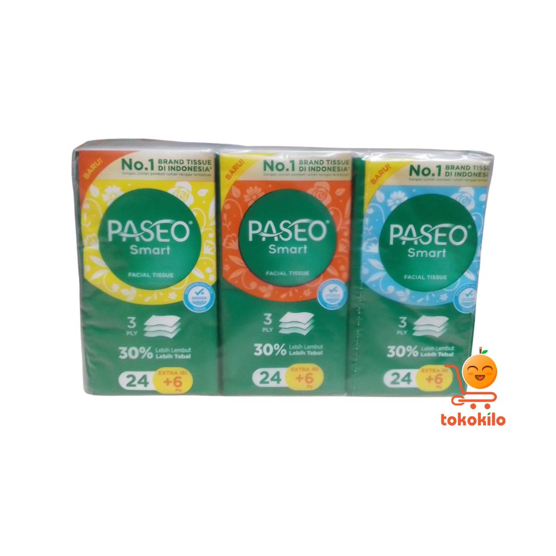 Tissue Paseo Smart Tisu Wajah 3ply 24+6s (1pack 6pcs)
