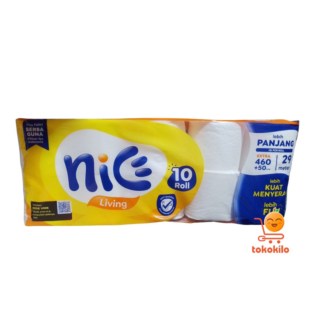 Tissue Toilet Nice Living Core Emboss Tisu 1 BAG (10 Rol) 460+50 Lembar