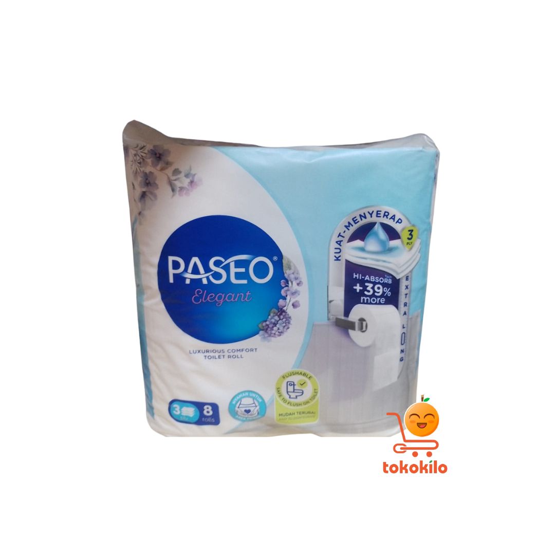 Tissue Toilet Paseo Elegant Tisu 8 Rolls, 12 Rolls