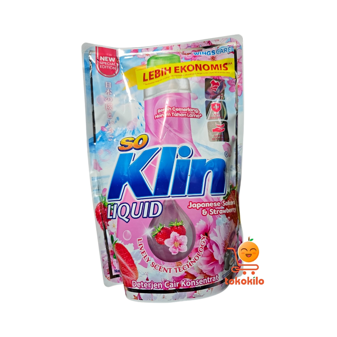 SoKlin Liquid Deterjen Cair Japanese Sakura & Strawberry 525ml, 700ml, 1,6L
