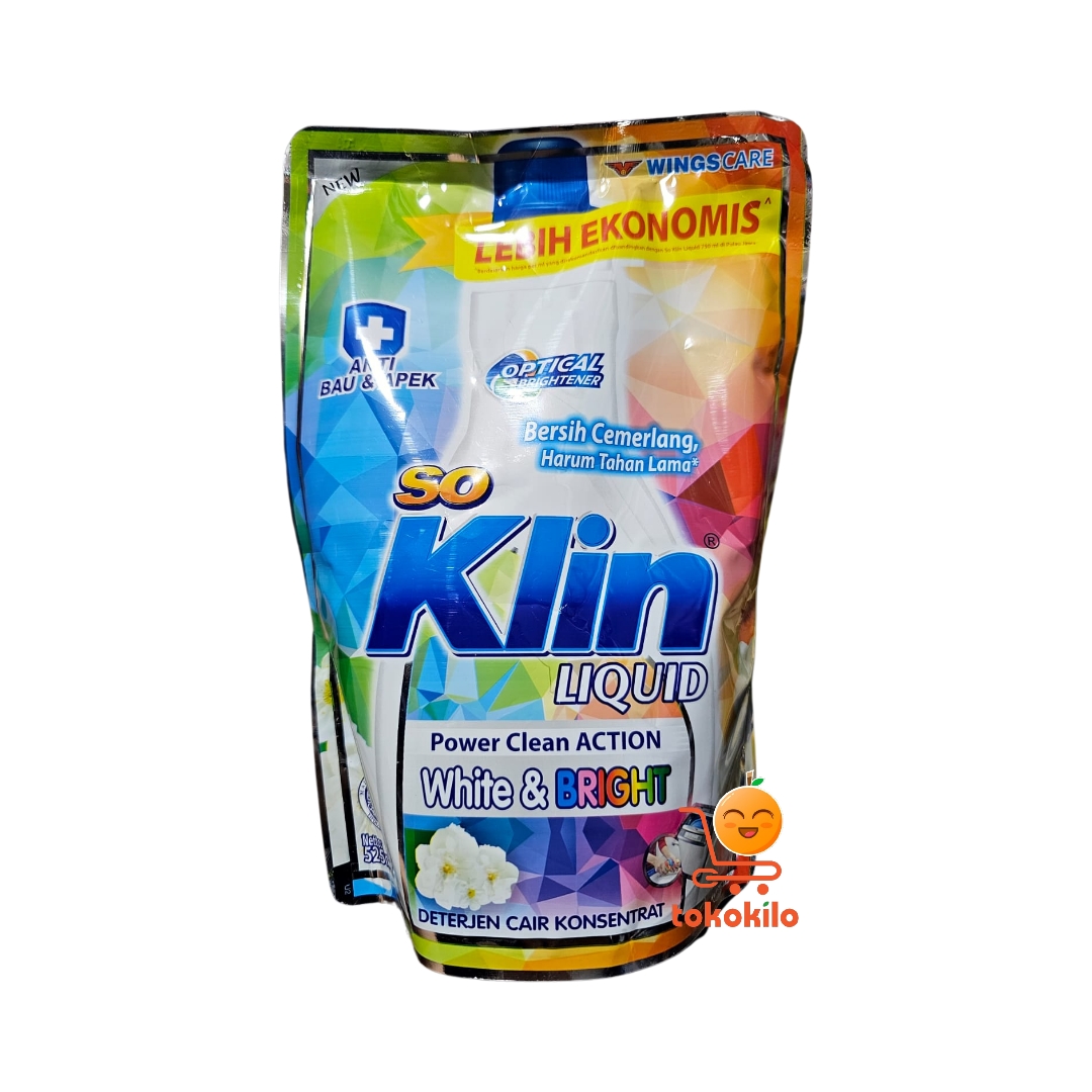 SoKlin Liquid Deterjen Cair White & Bright 525ml