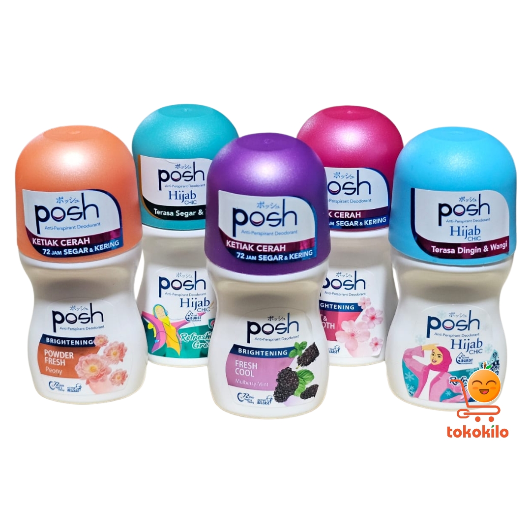 Posh Deodorant Roll-On Hijab Fresh Cool Ungu, Soft & Smooth Pink, Refreshing Cool Biru, Refreshing Hijau 50 ml