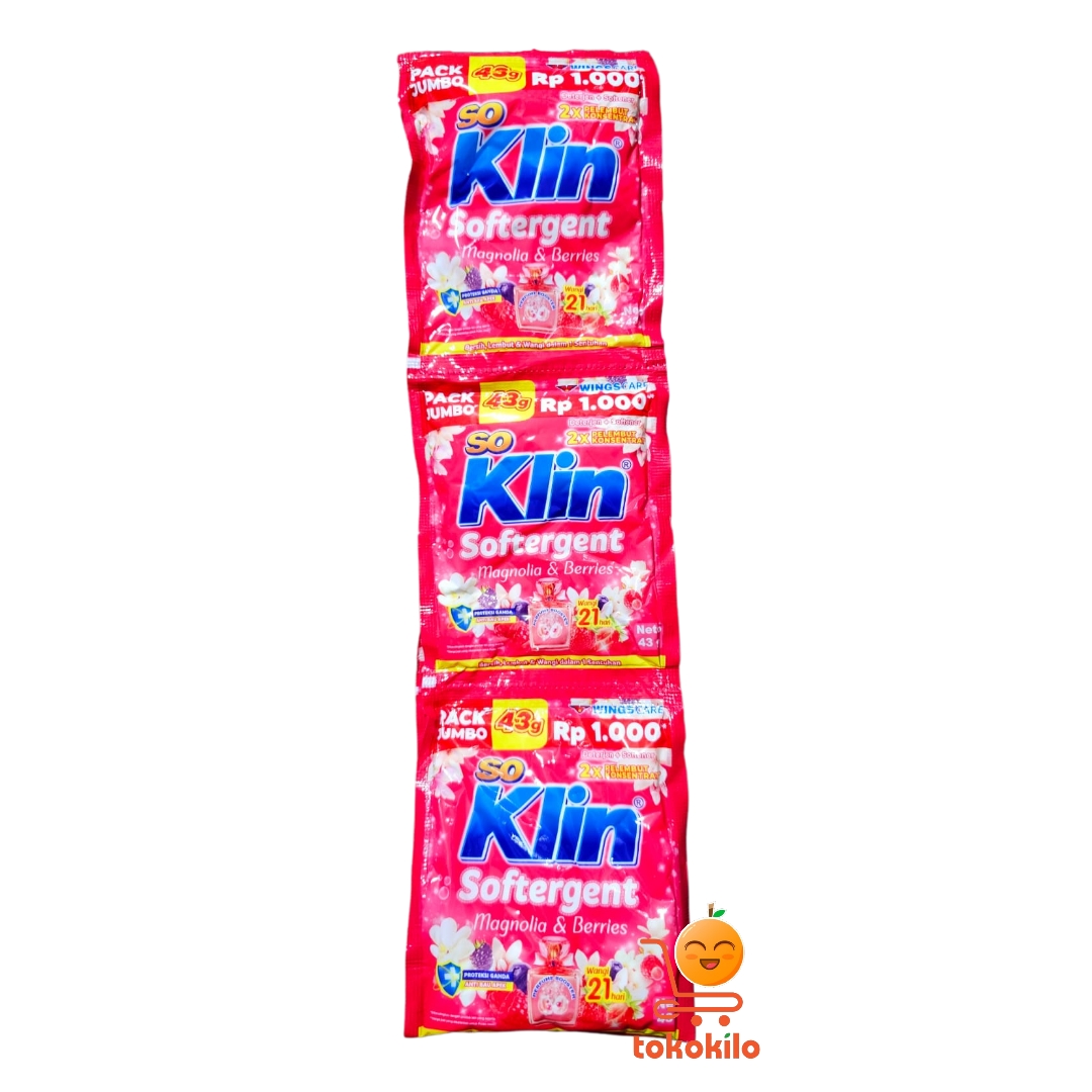 SoKlin Softergent Bubuk Magnolia & Berries 43gr (1 RTG X 6bks)