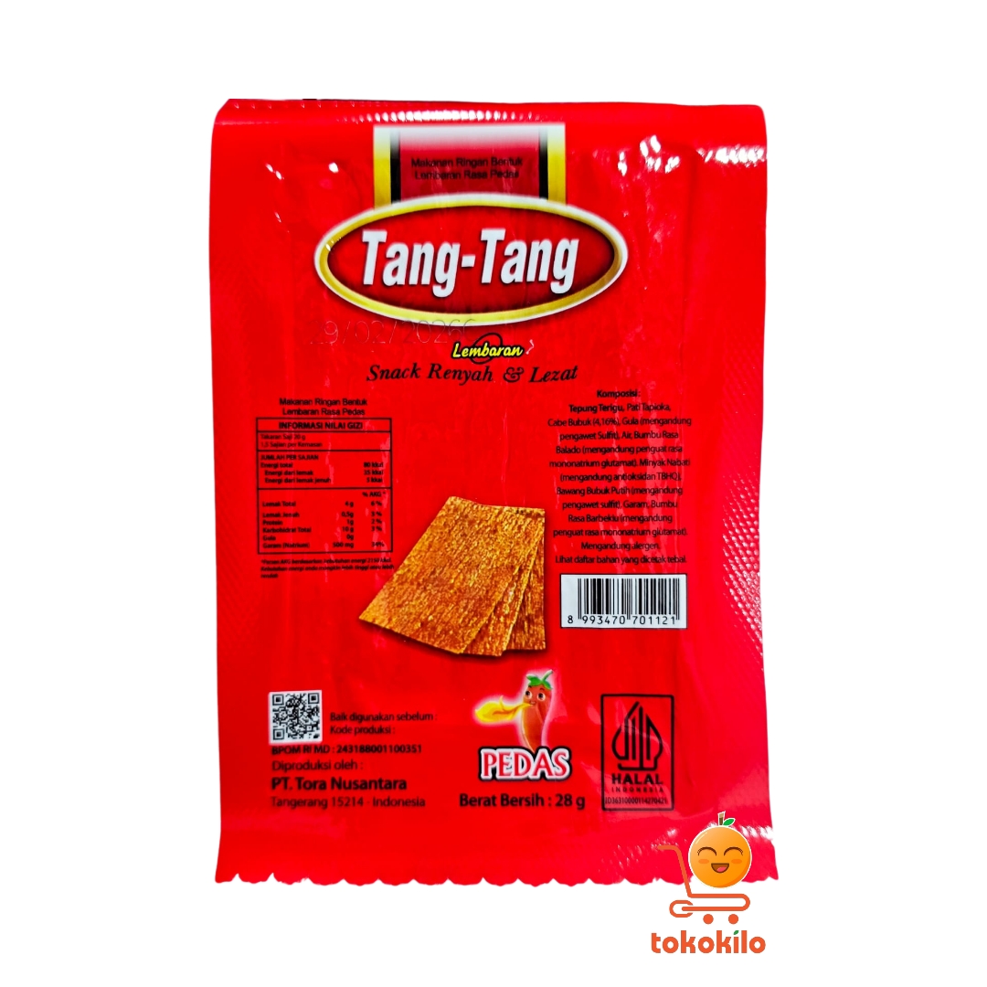 Tang-Tang Snack Lembaran Rasa Pedas 28gr (1 Pack 5 Pcs)