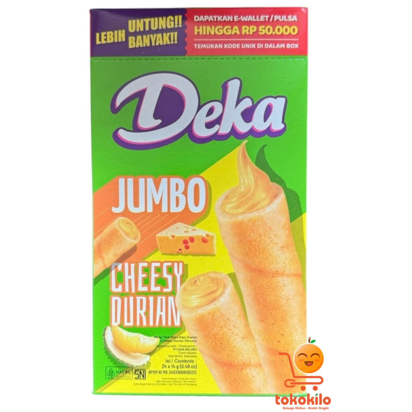 Deka Wafer Roll Jumbo Chesse Durian 14gr ( Isi 24)