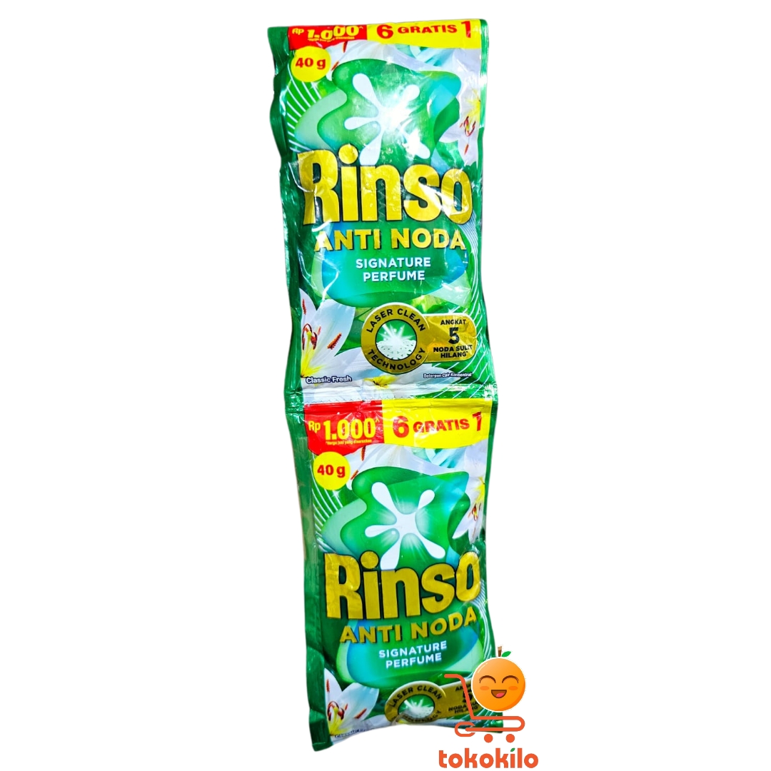 Rinso Anti Noda Signature Perfume Classic Fresh 40gr (1 Pack X 6 bks Free1)