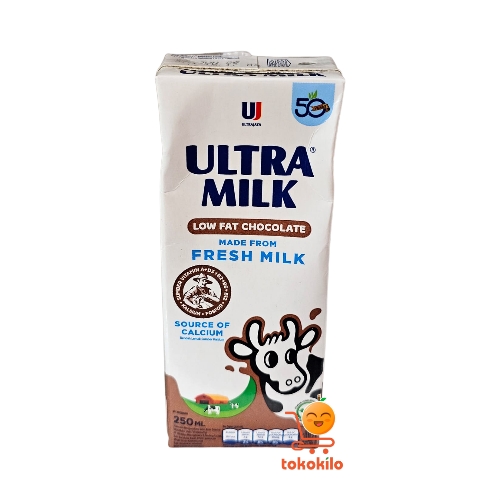 Susu Ultra Milk Low Fat rasa Cokelat 250ml, 1000ml