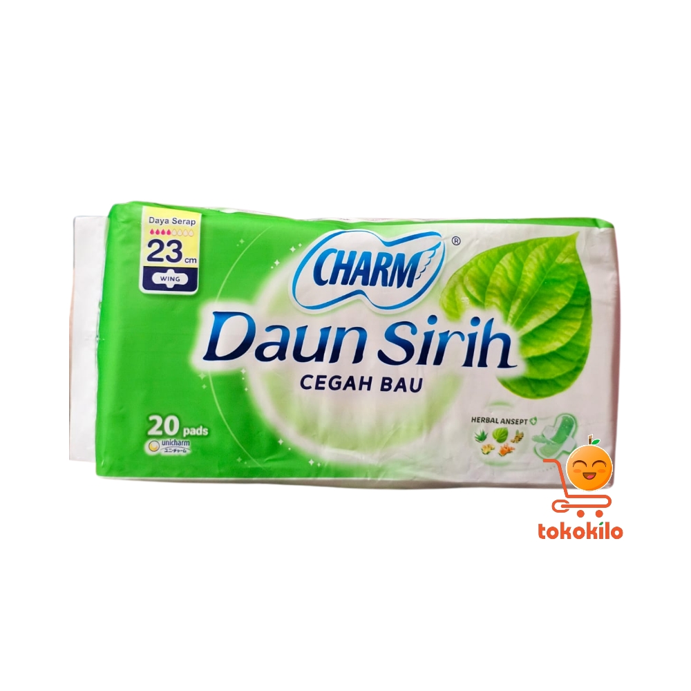 Pembalut Charm Daun Sirih Herbal Ansept+ Wing 23 cm (20 Pads)