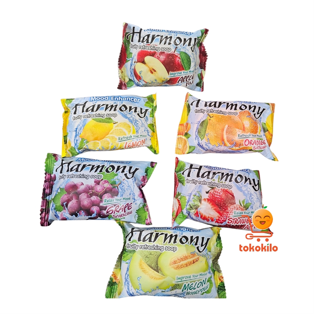 Sabun Batang Harmony Varian Buah Apel, Anggur, Lemon, Melon ,jeruk, Dan Stroberi Refreshing 70gr