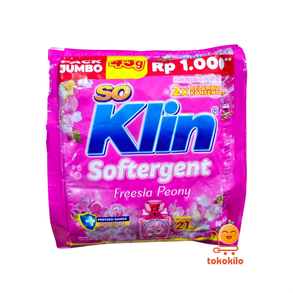 SoKlin Softergent Bubuk Freesia Peony 43gr (1 Renteng X 6bks)