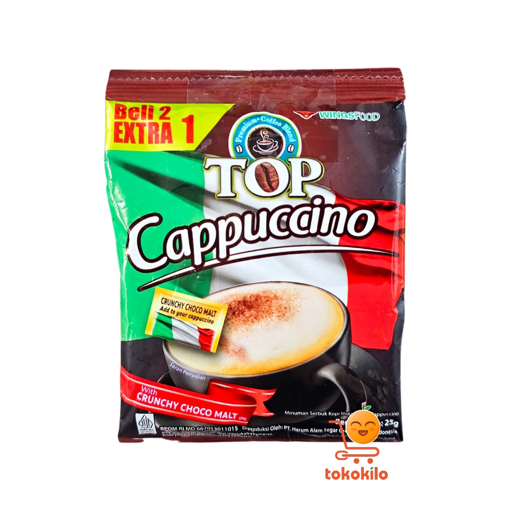 TOP Cappuccino Crunchy Choco Malt 25gr (1 Pack X 4bks GRATIS 2)