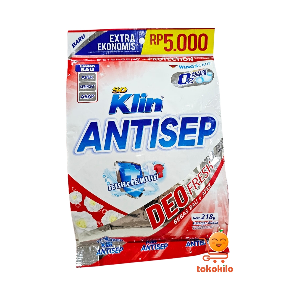 Soklin Antisep Deterjen Bubuk Deo Fresh 218gr