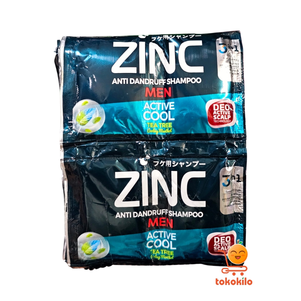 Zinc Anti Dandruff Shampoo Men Active Cool 10ml (1 Pack X 12sachet)