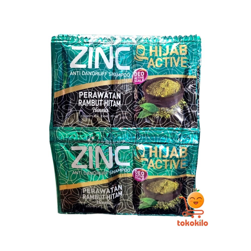 Zinc Anti-Dandruff Shampoo Hijab Active Perawatan Rambut Hitam 10ml (1 Pack X 12sachet)