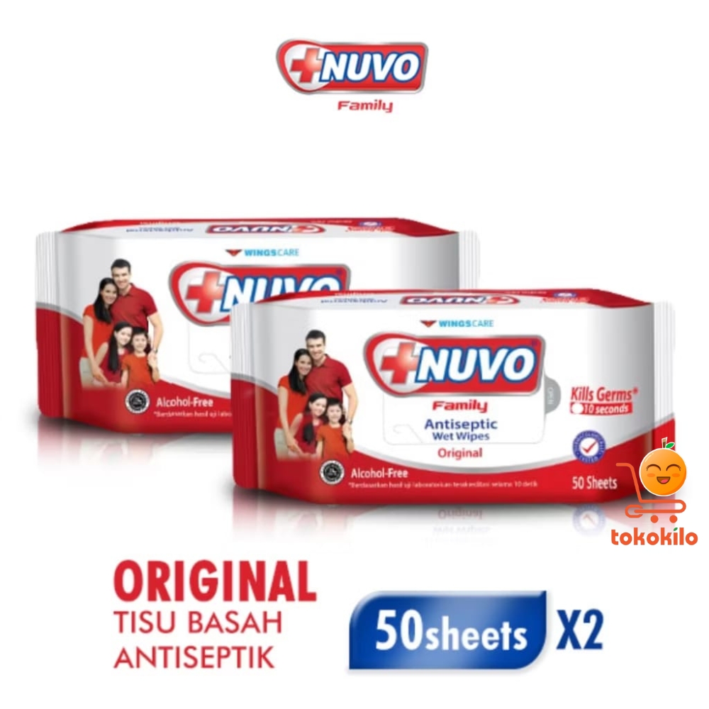 Tisu Basah Antiseptik Nuvo Family 50 Sheets 1 GRATIS 1 