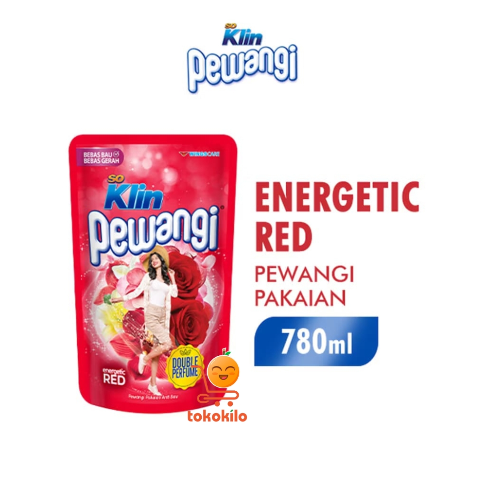 Soklin Pewangi Pakaian Energetic Red 780ml, 1700ml