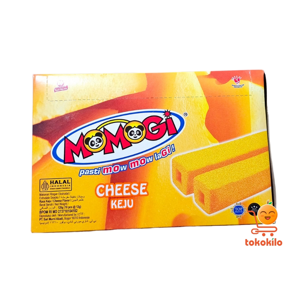 Momogi Stick rasa Keju 4,5gr (1 Box X 20pcs), 12gr (1 Box X 10pcs)