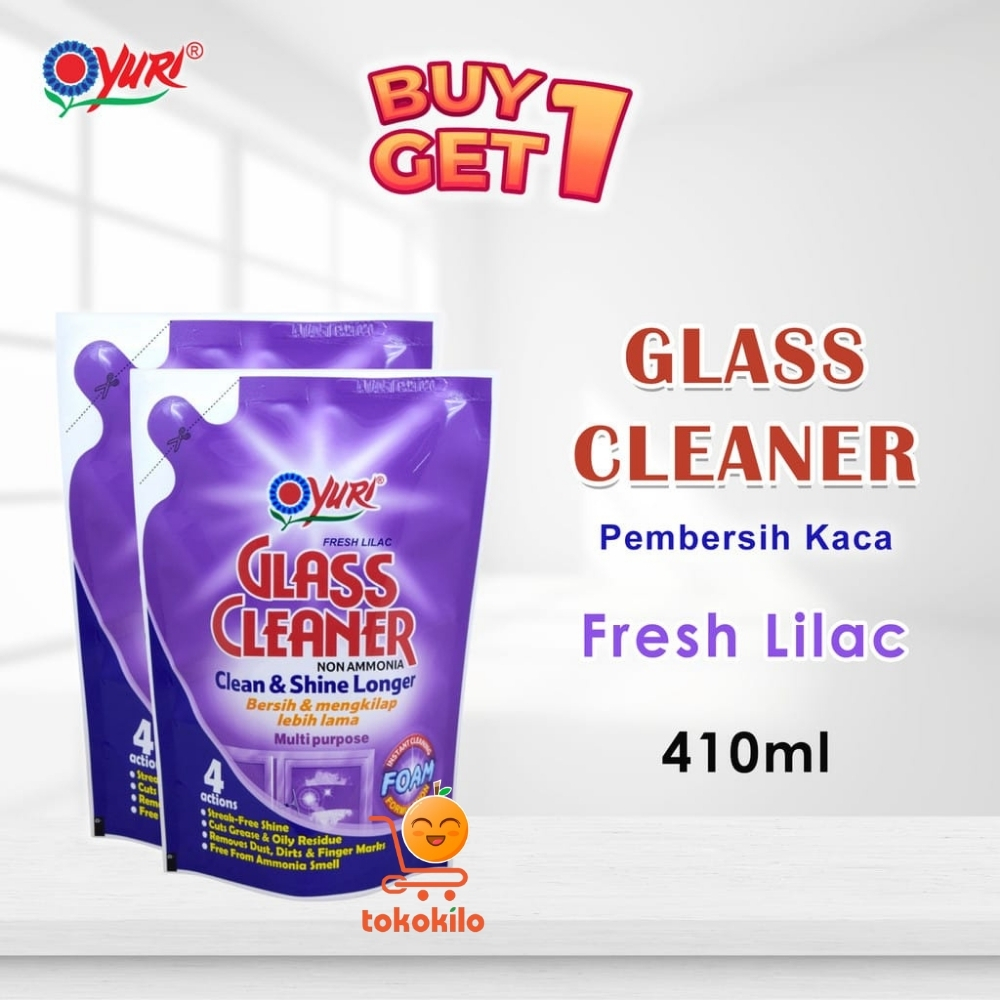  Pembersih Kaca Yuri Glass Fresh Lilac 410ml BANDED (Beli 1 GRATIS 1)