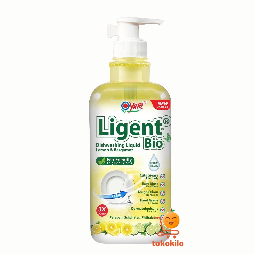 Sabun Cuci Piring Yuri Ligent Bio Lemon & Bergamot 1L