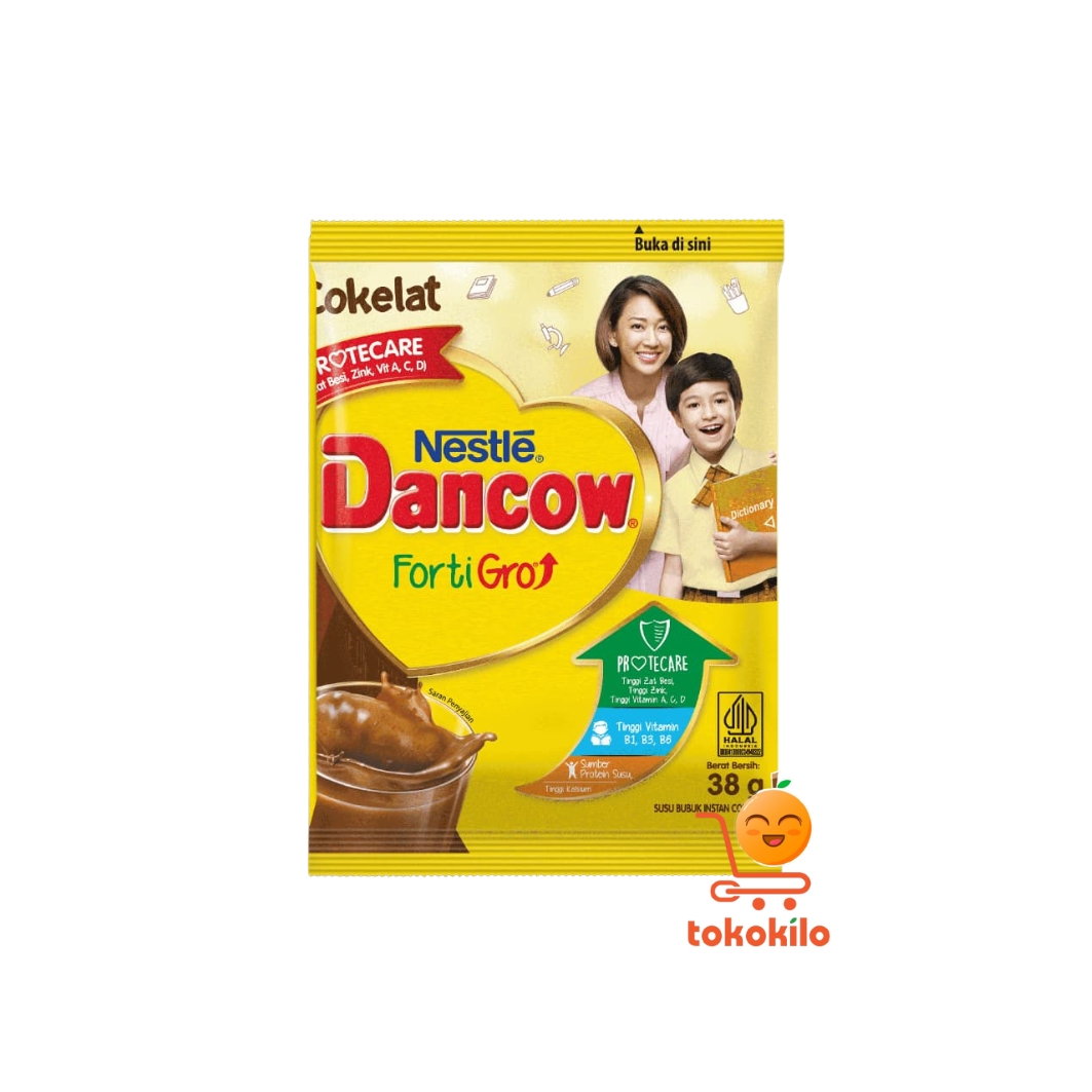 Dancow FortiGro Susu Bubuk Instant Cokelat 38gr (1 Renteng X 10bks)