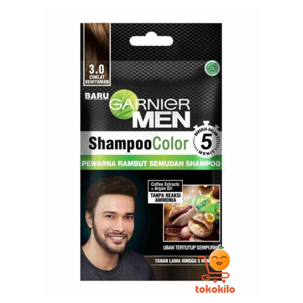 Garnier Men Shampoo Color 3.0 Coklat Kehitaman 10ml + 10ml