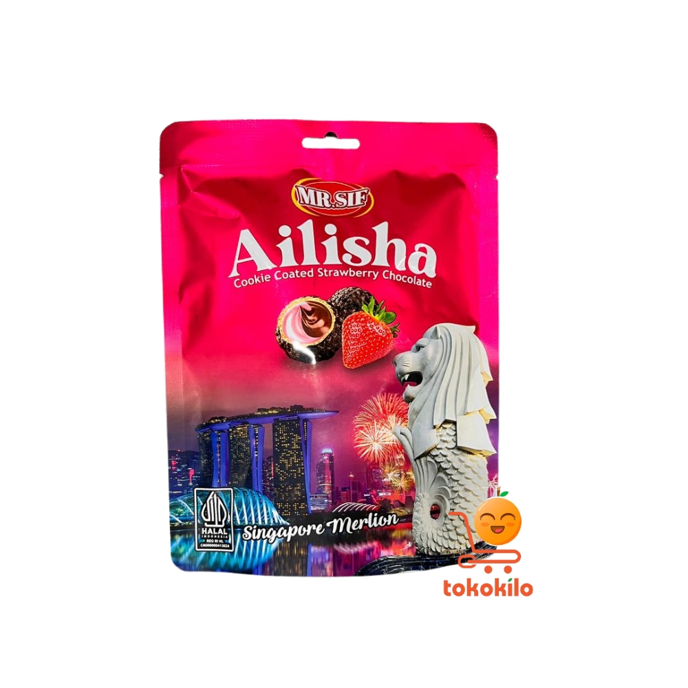 Mr. Sif Ailisha Cookie Coated Strawberry Chocolate 70gr, 200gr