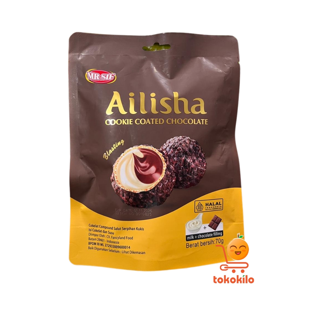 Mr. Sif Ailisha Cookie Coated Chocolate Blasting 70gr, 200gr
