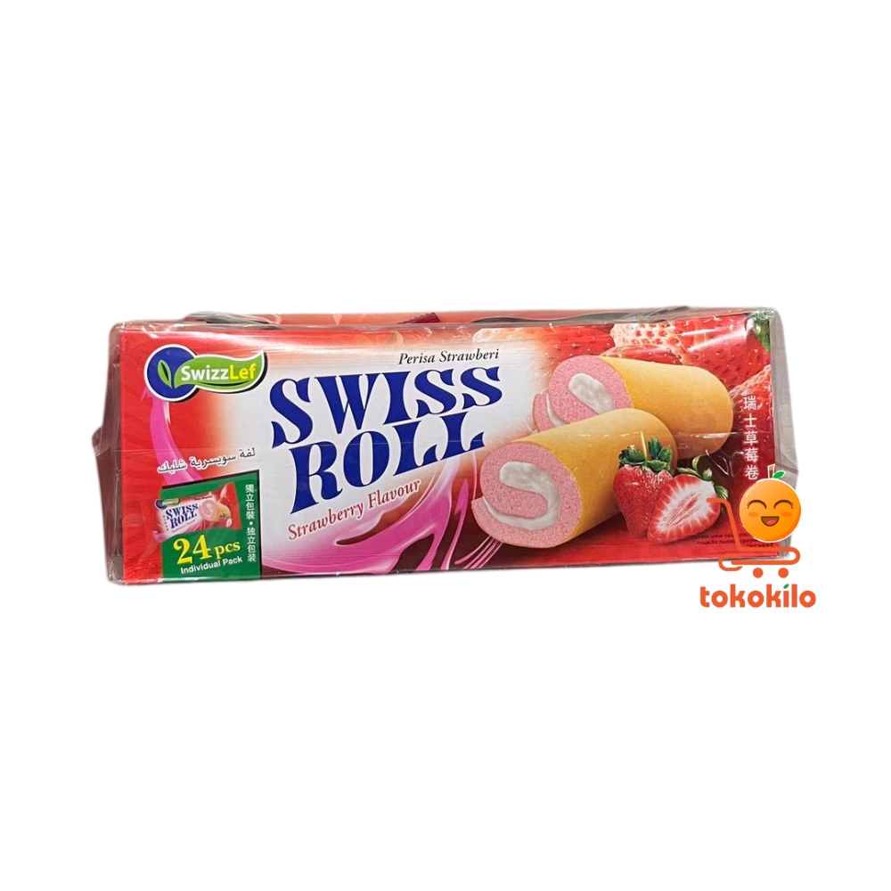 Swizzlef Swiss Roll rasa Stroberi 432gr (1 Box X 24pcs)